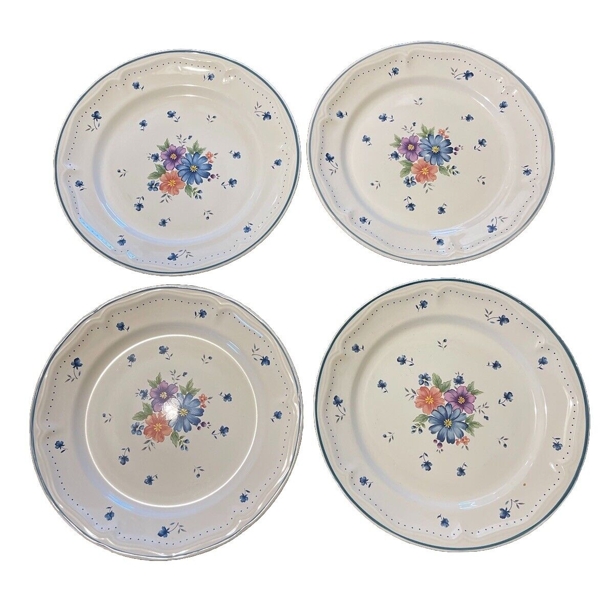 Provincial Bouquet Dinner Plates (4) Stoneware 1987 10-5/8\