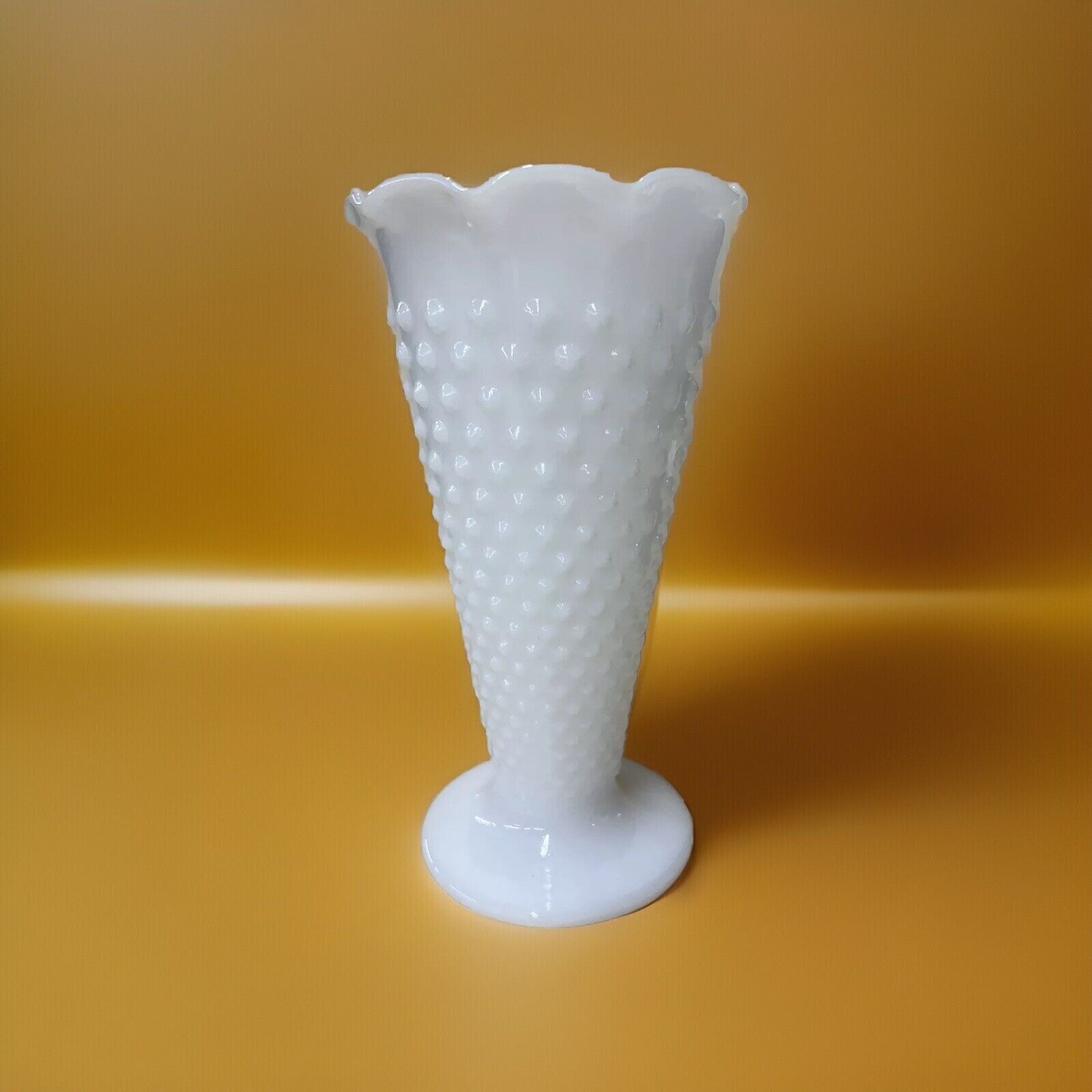 Vintage Anchor Hocking Hobnail Milk Glass Tall Vase