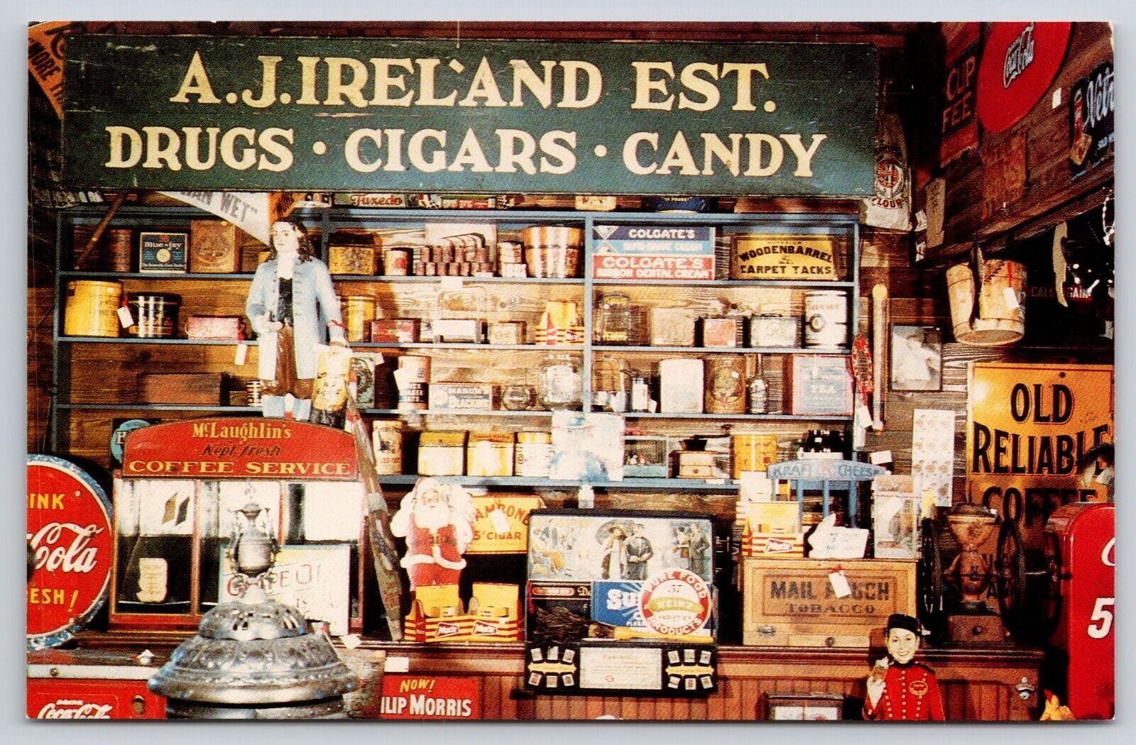 Antique General Store Interior View Koehler Bros. Lafayette Postcard Drugs Candy