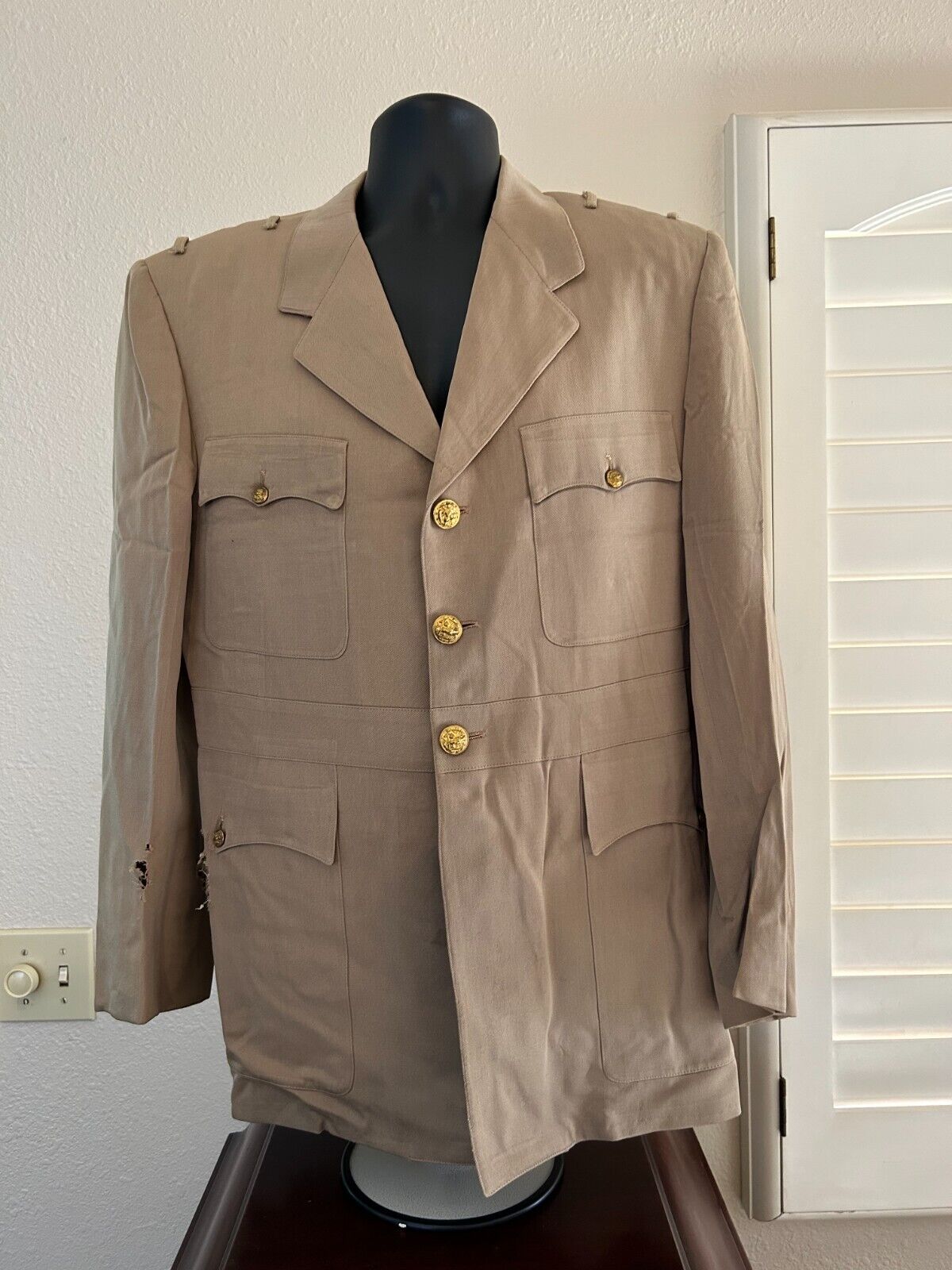 Post WW2- Vietnam Era US Navy Officer  Khaki Tan Uniform Med-Large Size