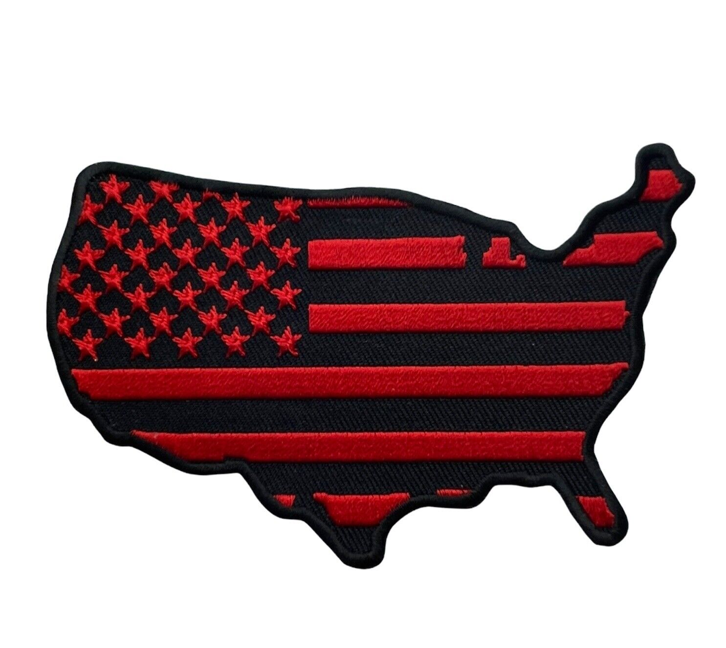 Red Line Fire Fighter American USA Flag Country Shape 4 Inch Patch HT1640 F6D20I