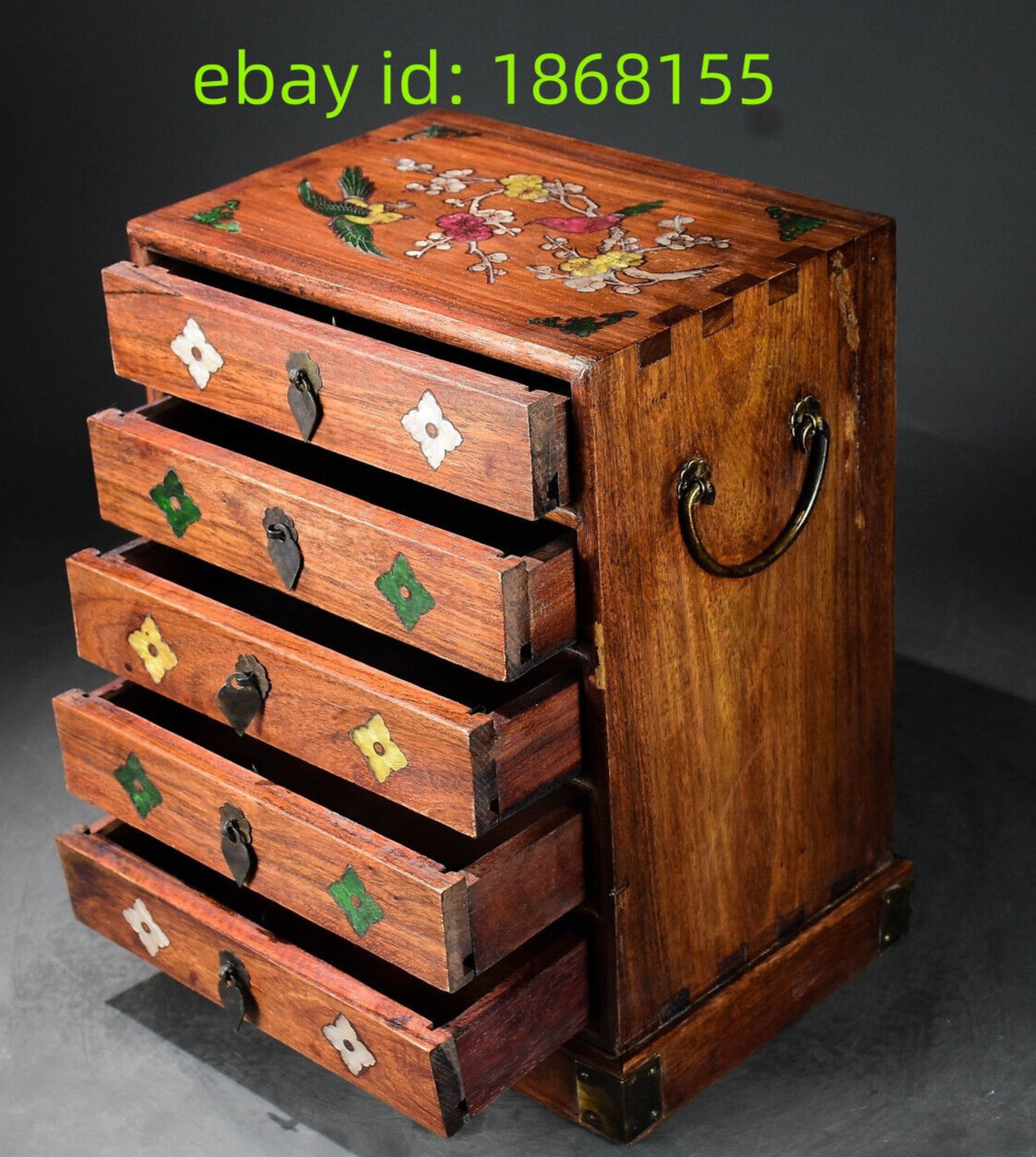 30cm Exquisite natural rosewood handmade Five bucket cabinet Jewelry box Storage