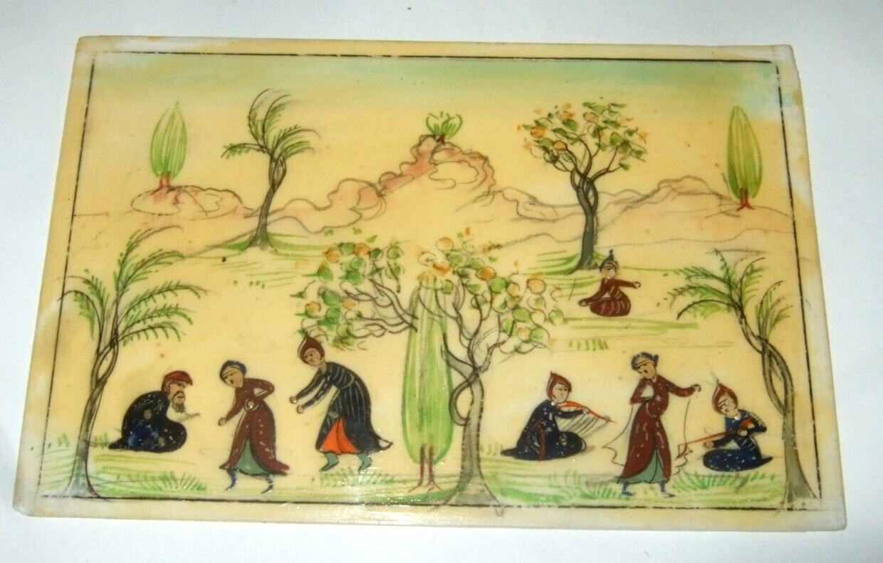Persian Miniature Painting Dancing Music Estate Find