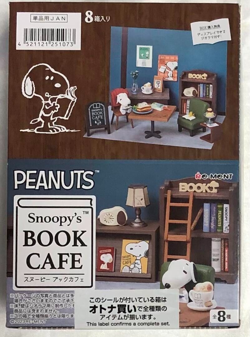 Re-Ment Snoopy's BOOK CAFE Miniature Figure Complete Box Set of 8 New JP