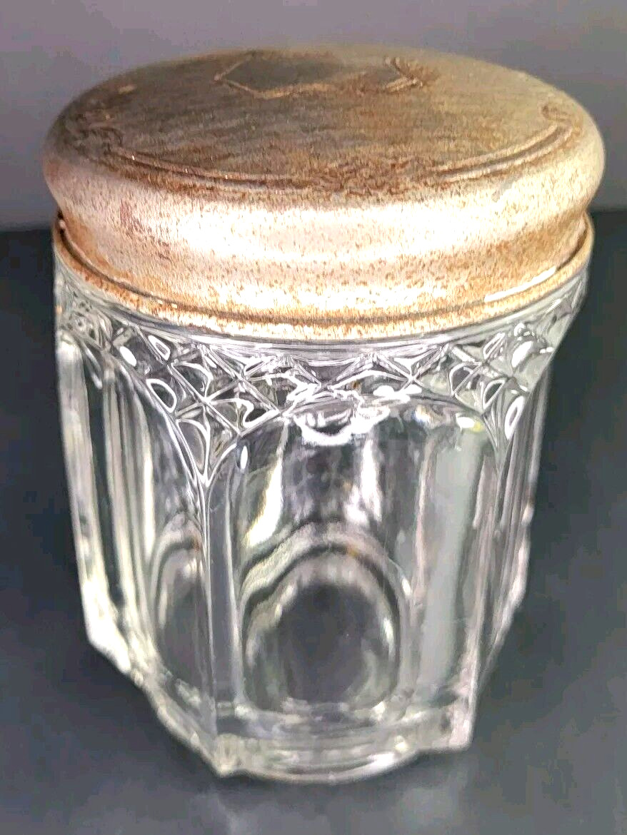 Antique Glass Tobacco Jar Humidor With Original Metal Lid Rustic Man Cave Decor