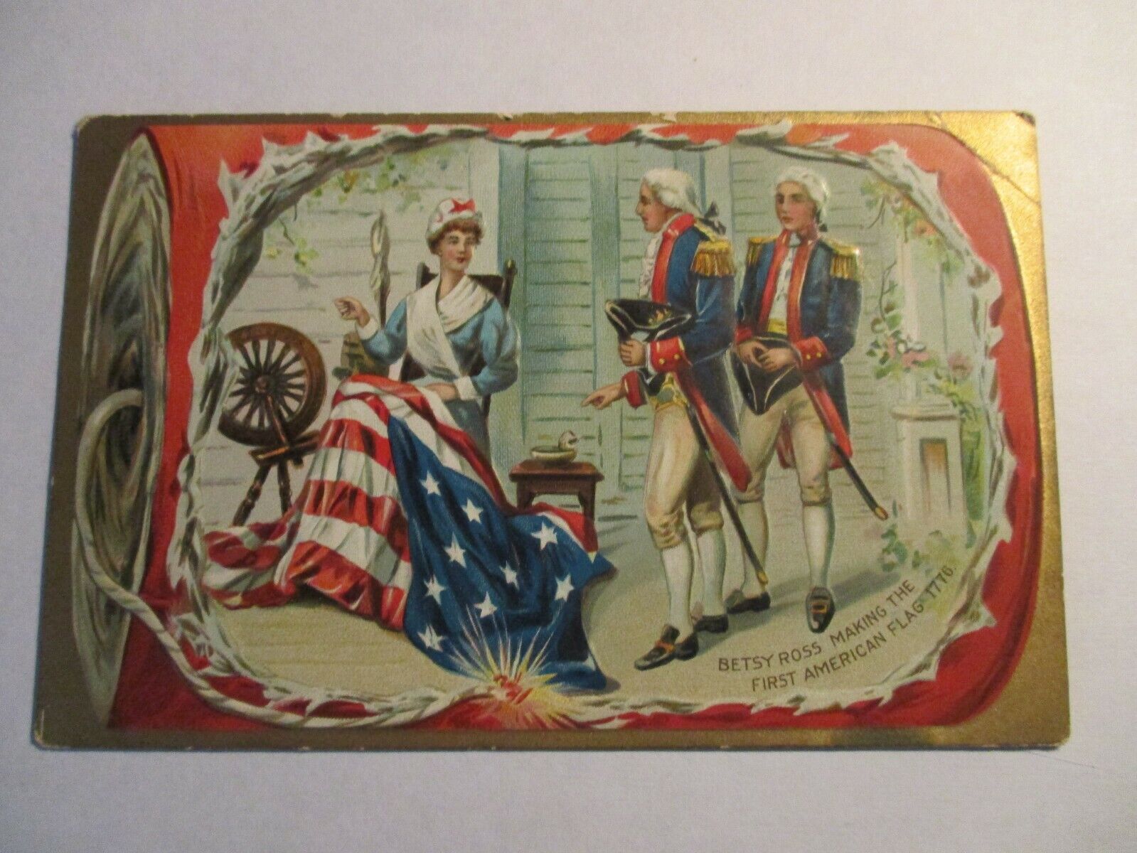 Vintage 1900's Postcard Betsy Ross Making First American Flag Tuck's Ind Day 159