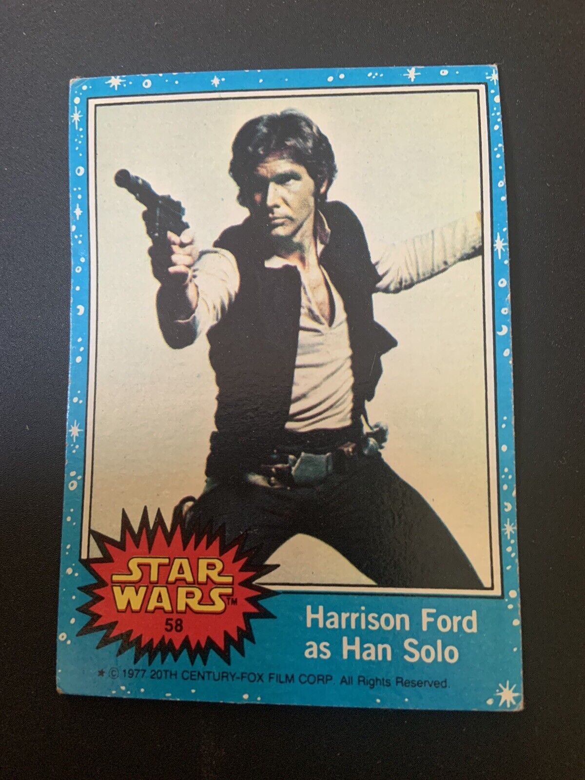 1977 Topps Star Wars Blue Series 1 Harrison Ford as Hans Solo Card #58