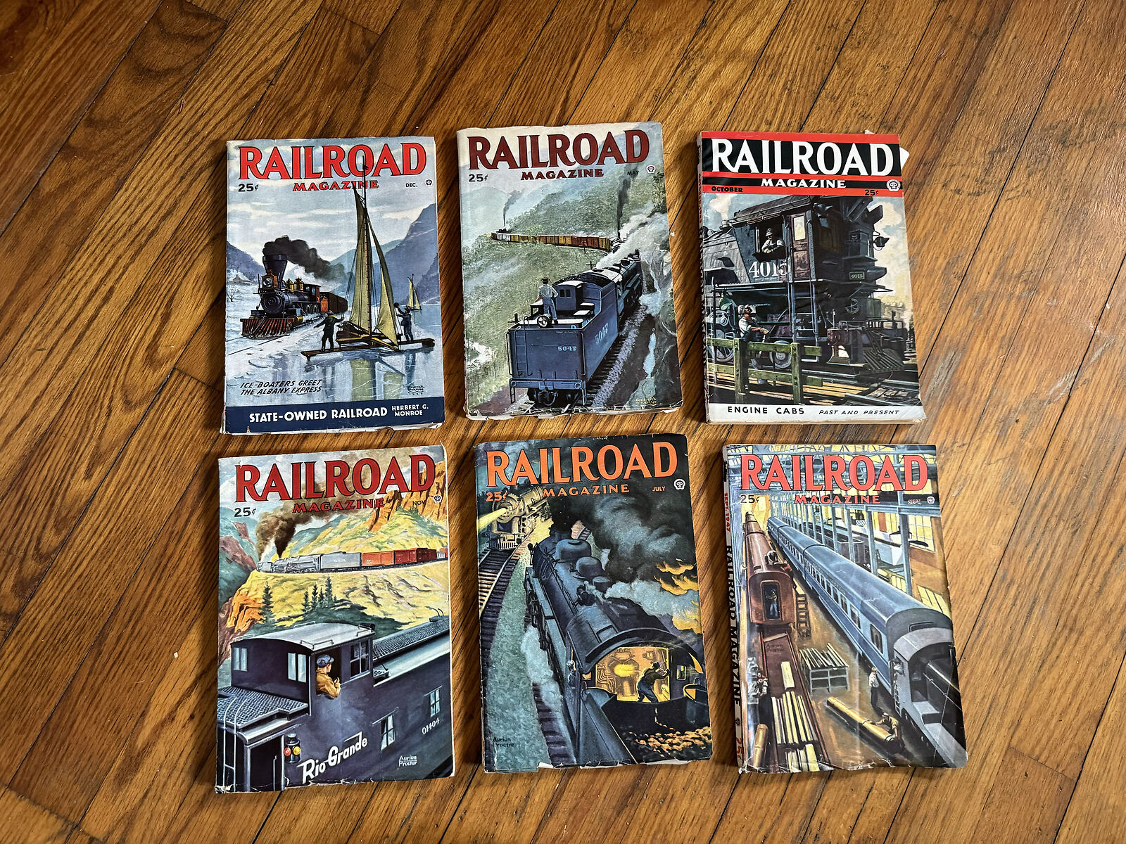 Lot of 6 Vintage Railroad Magazines 1943, 1945, 1946, 1947