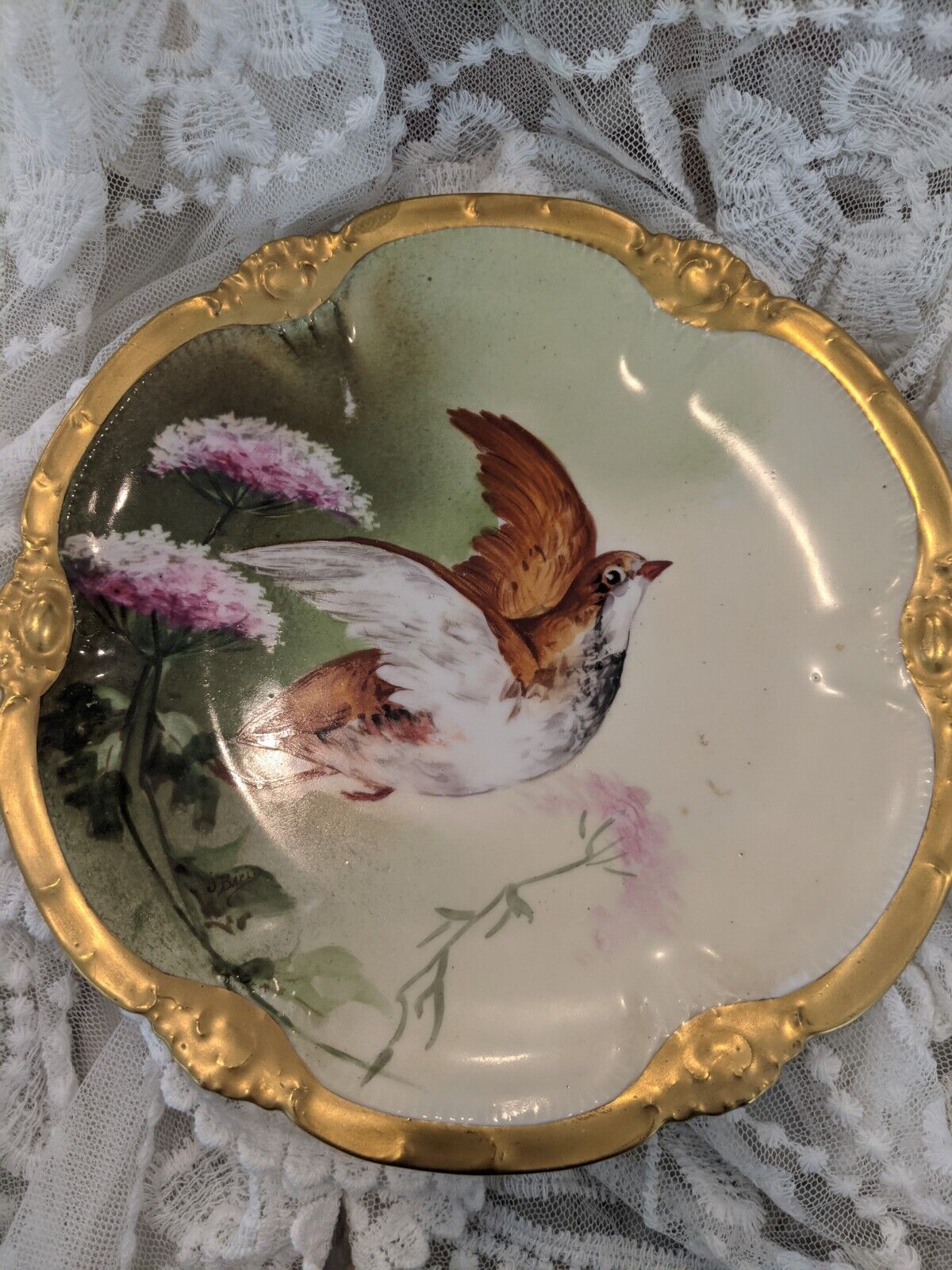LIMOGES (France) hand painted game bird porcelain plate 
