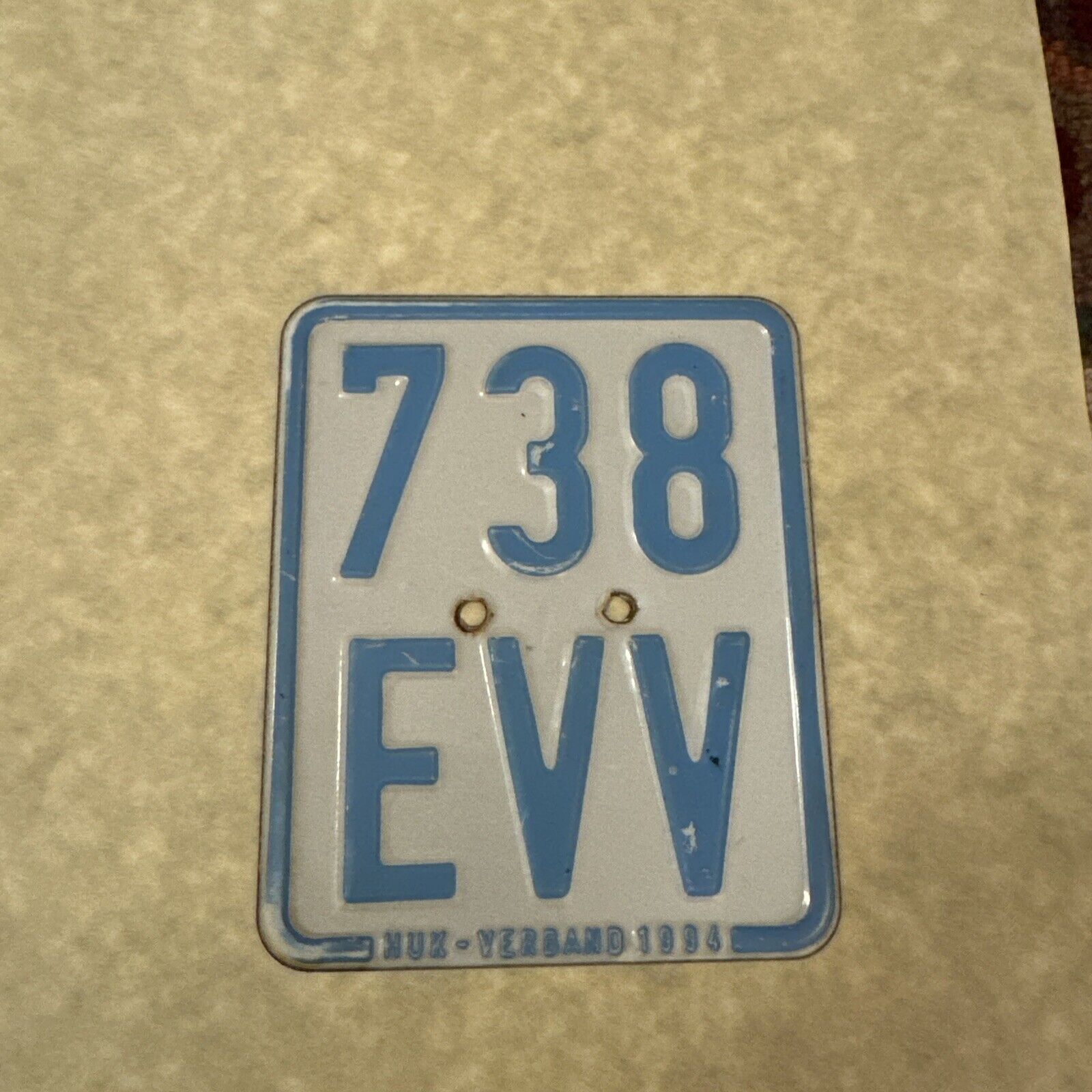 1994 Germany Moped License Plate🇩🇪 Huk Verband German Scooter 🛵 Tag 738 EVV