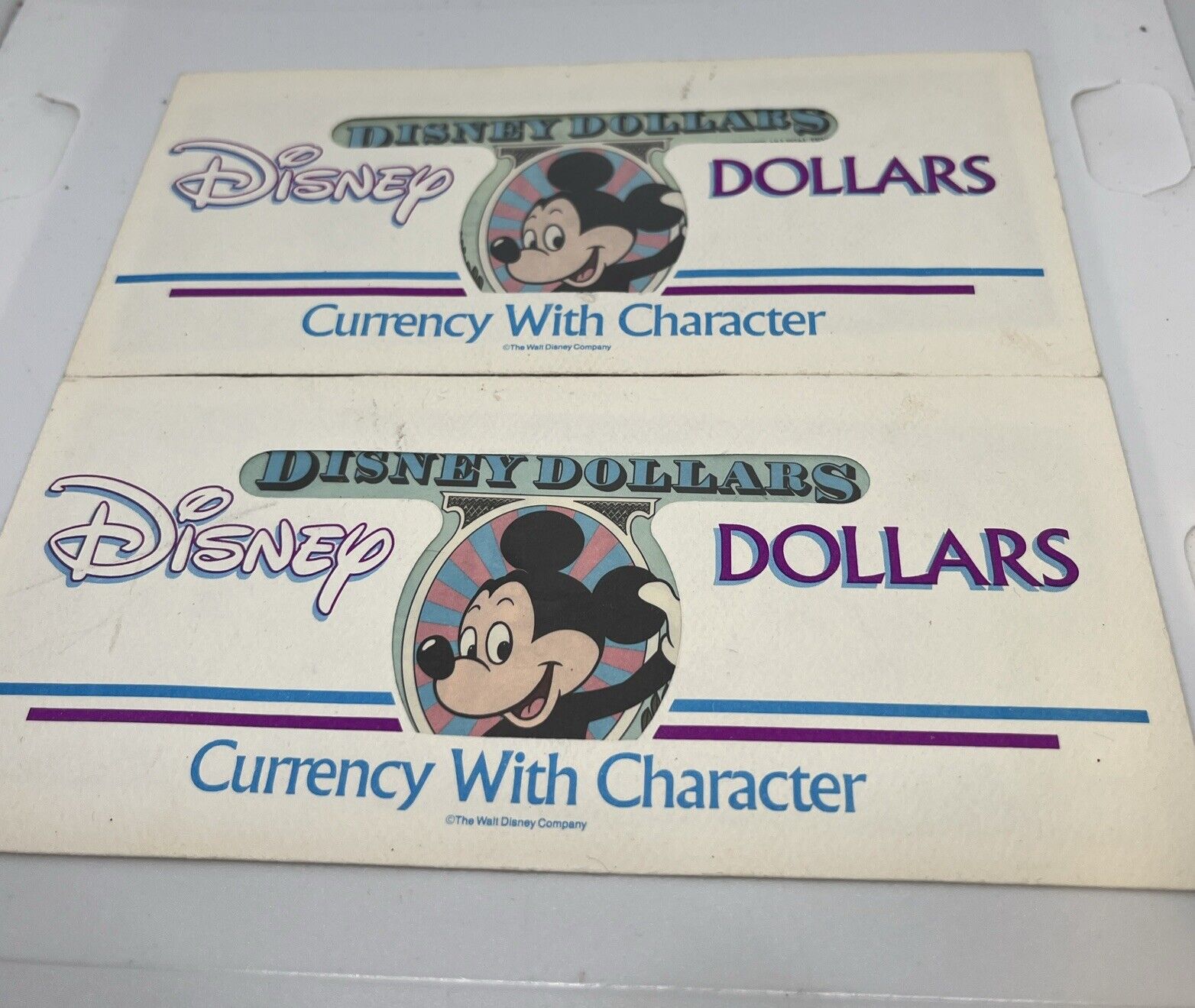 2 Mint Condition vintage Disneyland Money 1990 1991 Still In Original Envelope