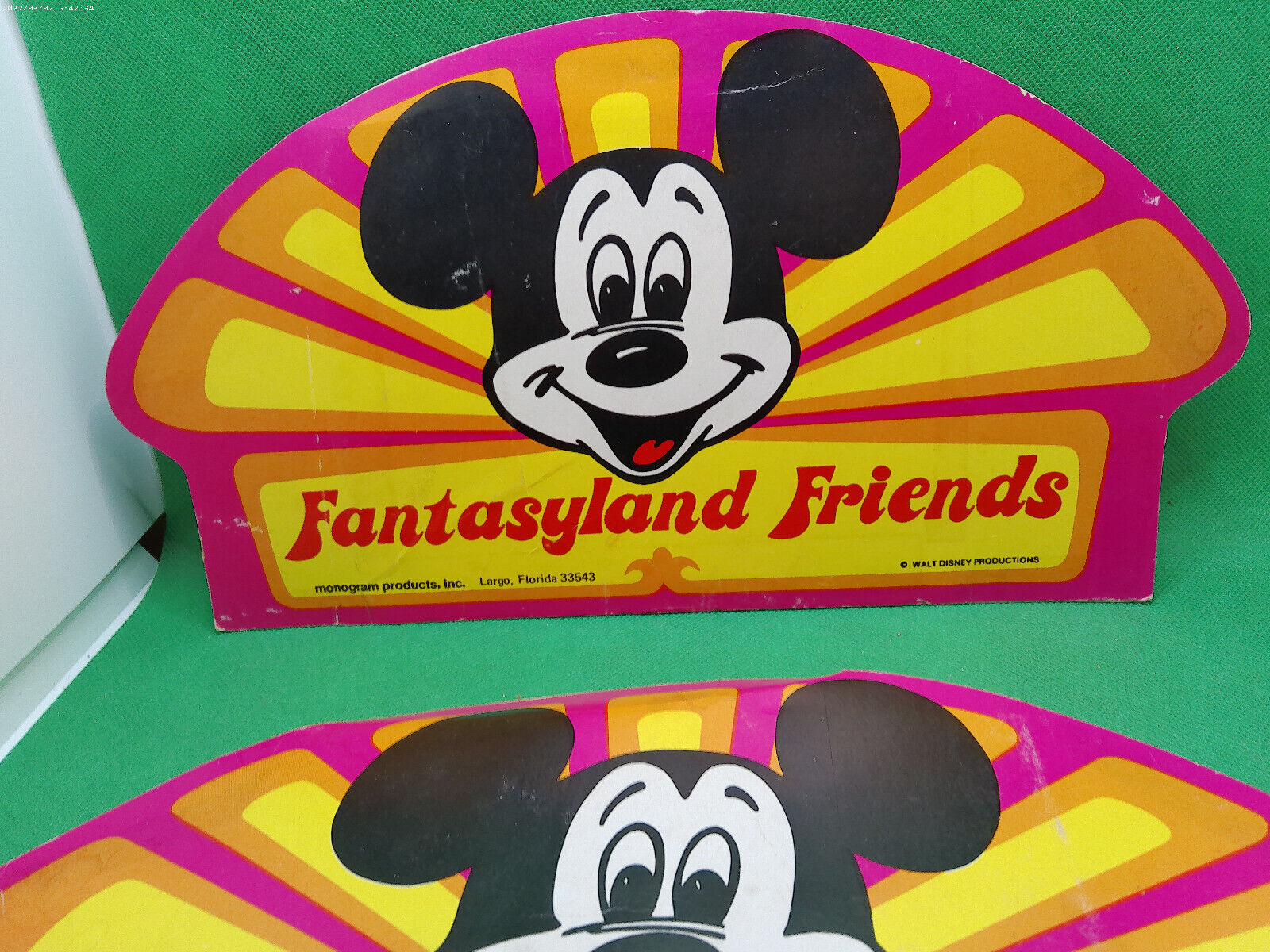 Disney Mickey Monogram vint cardboard signage 1970s Fantasyland Toy Center store