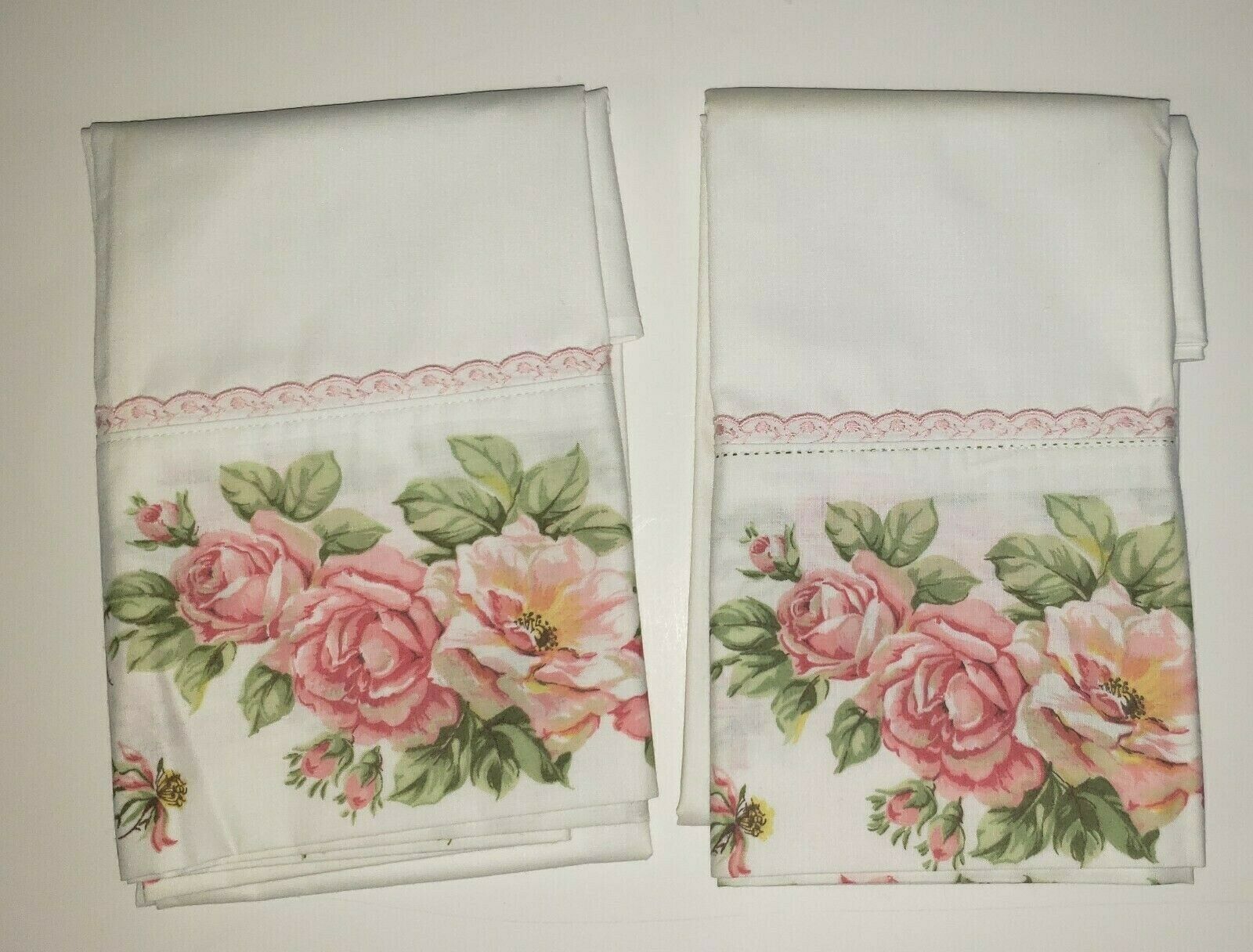 Pillowcases 2 Pink Floral Hem 20.5\