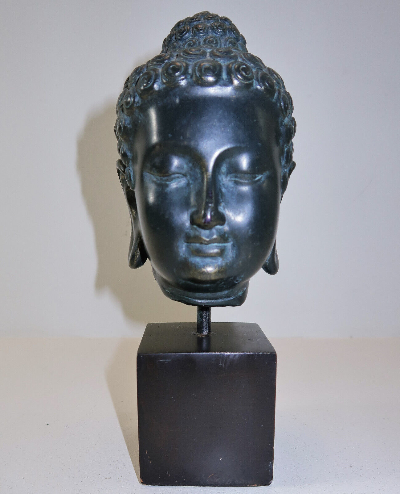Chiang Saen Thai BUDDHA HEAD on Pedestal - Oiled Bronze Finish