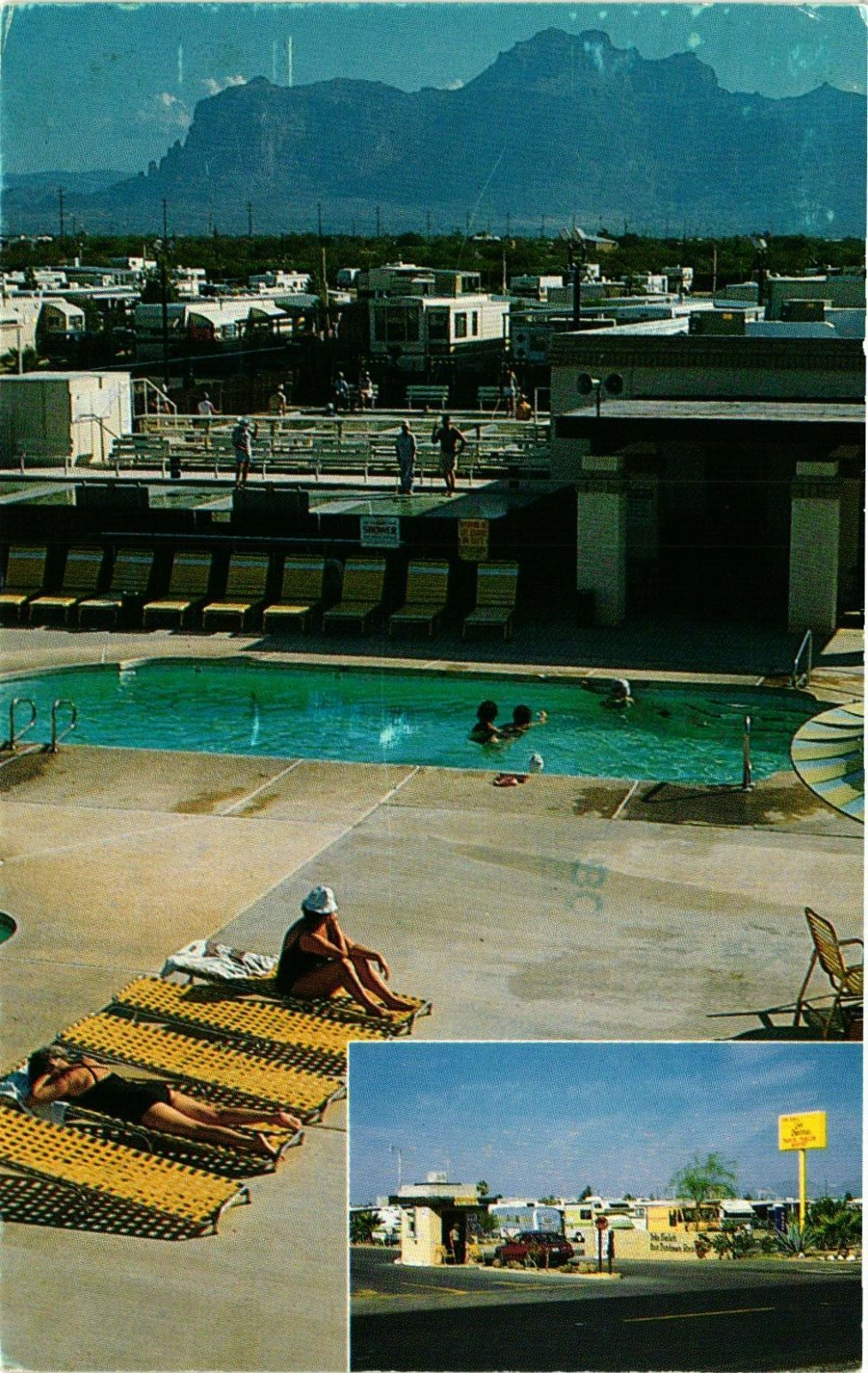 Vintage Postcard- Lost Dutchman Travel Trailer Resort Arizona. Cancellation 1992