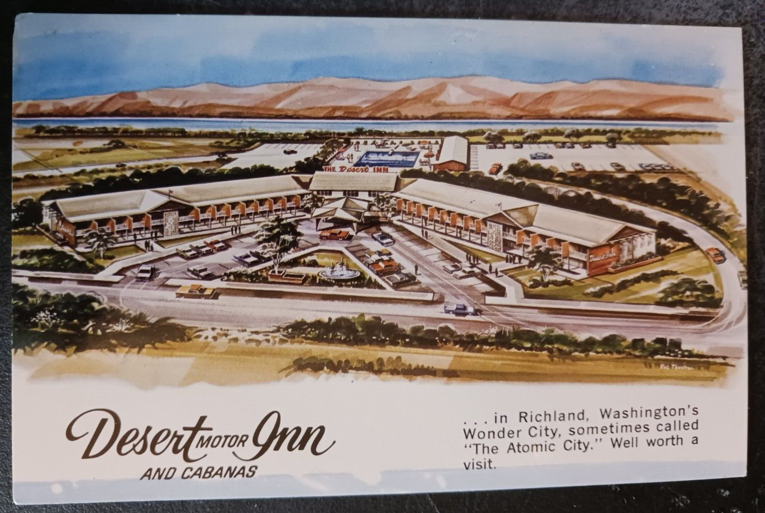 vtg postcard Richland WA Desert Motor Inn Cabanas Benton County Washington