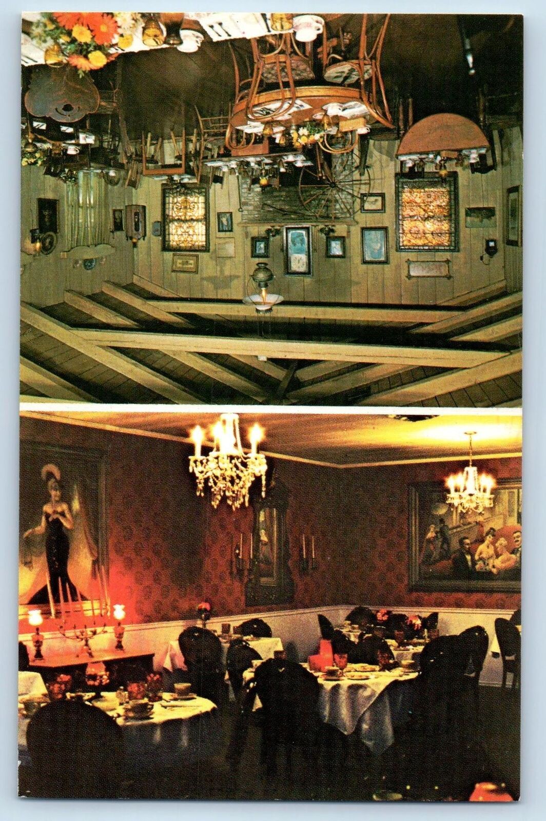 Saratoga California CA Postcard Bonanza Room And Pioneer Room Interior c1960's