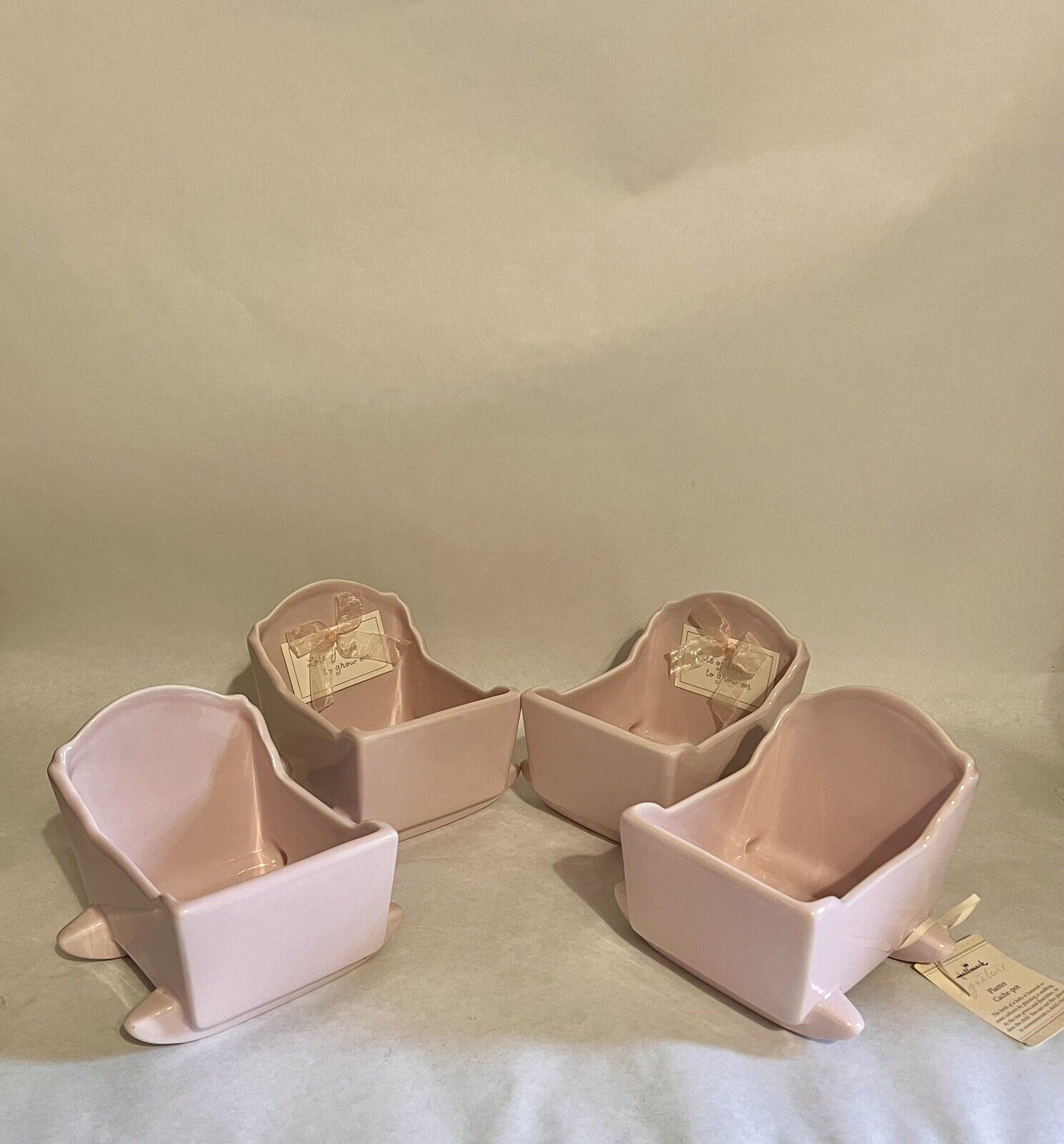 Planter Baby Cradle Pink Hallmark Signature Ceramic 5 X 4.5\