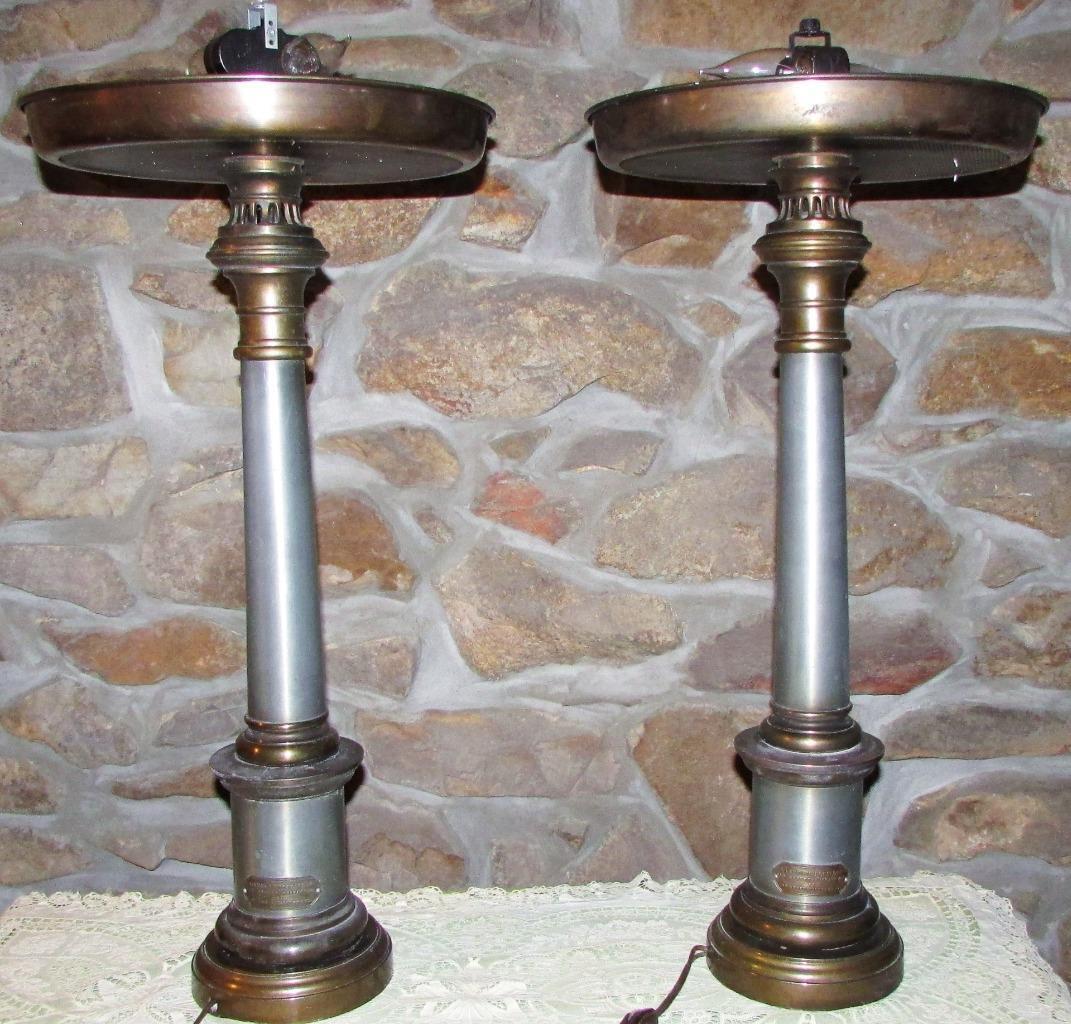Antique Pair French Sinumbra Style Lamps LAMPE A MODERATEUR DE PERFECTIONNEMENT