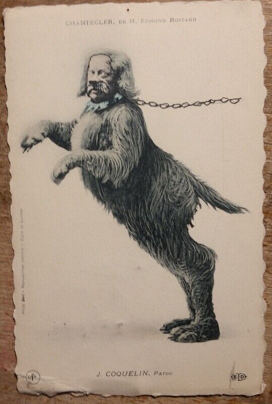 c1905 Anthropomorphic Dog on Chain Rostand & Coquelin French PC Post Card