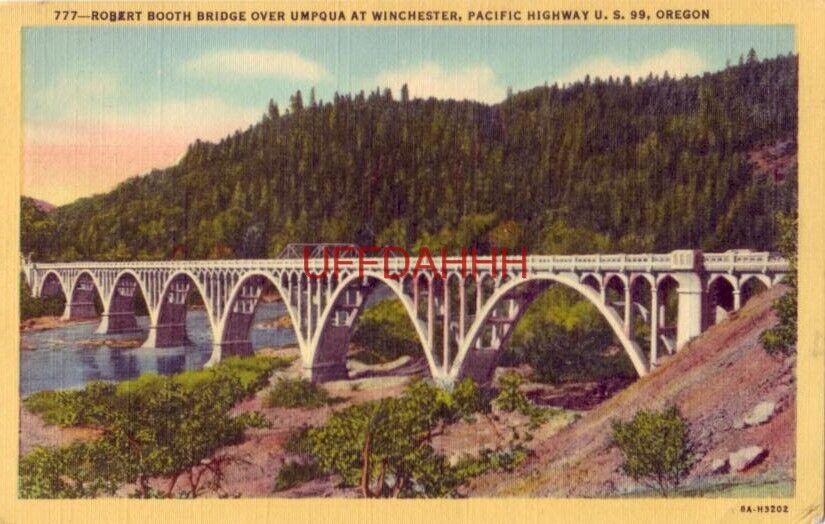 1948 ROBERT BOOTH BRIDGE OVER UMPQUA AT WINCHESTER, PACIFIC HWY U.S.99, OREGON