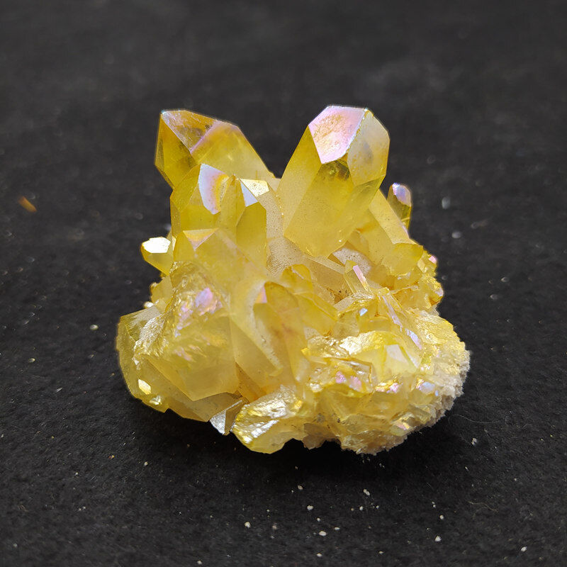 50g Natural Yellow Aura Titanium Quartz Cluster Crystal Energy Healing Specimen