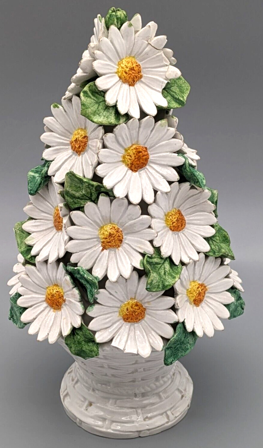 Italian Ceramic Daisy Topiary In Basket Italy