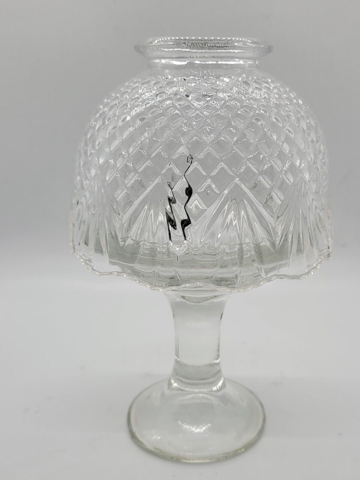 Partylite Clear Tea Light Fairy Lamp Diamond Pineapple Fan 2-piece Candle Holder