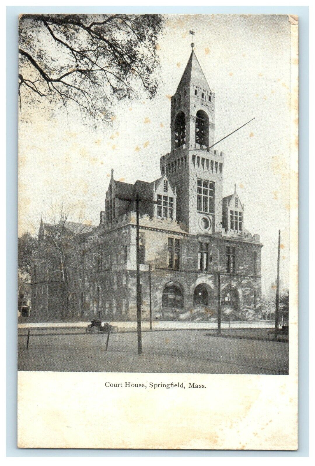 c1905 Court House Street View Springfield Massachusetts MA Fancy Cancel Postcard