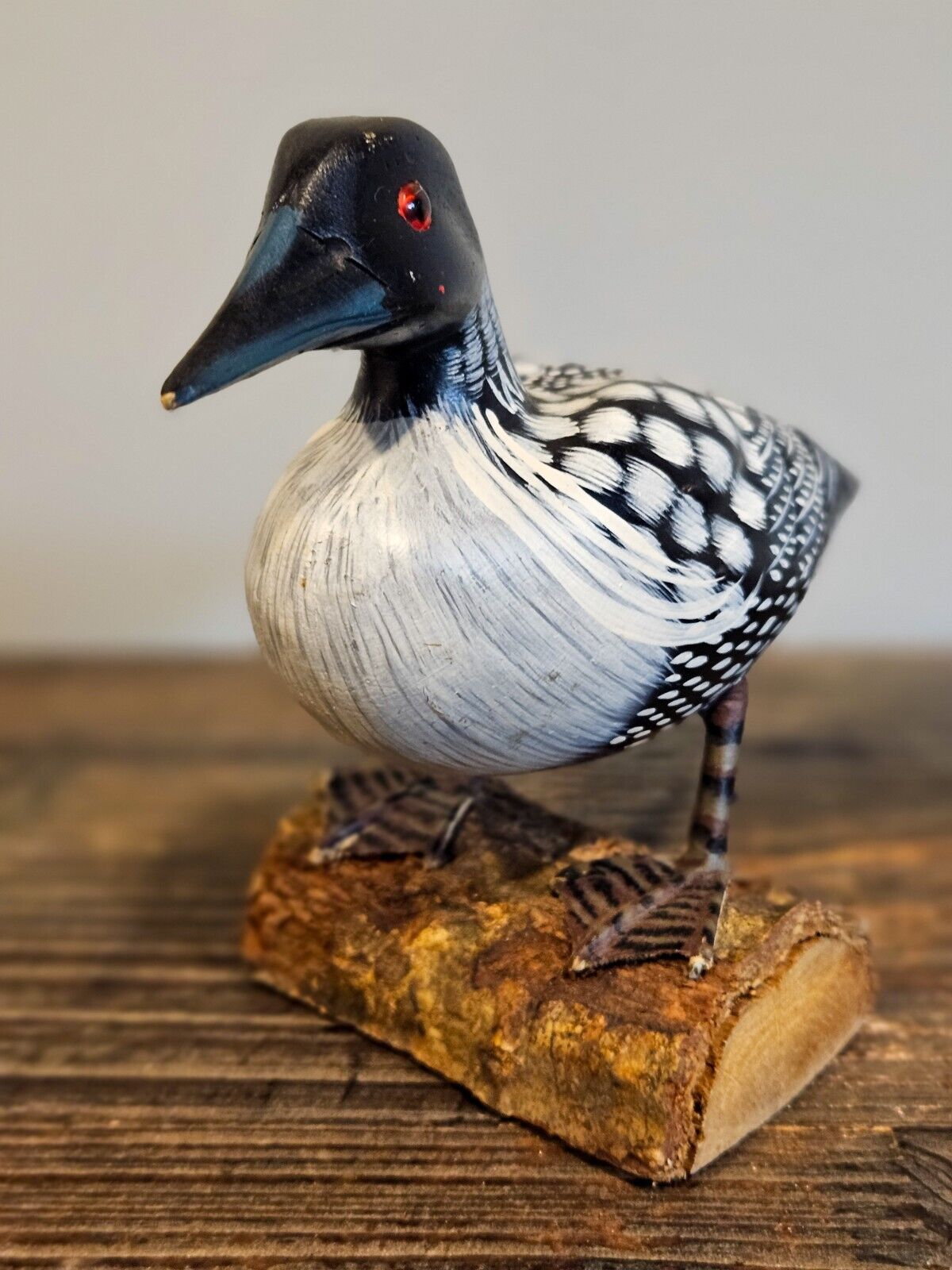 Hand Carved And Painted Wooden Duck Loon