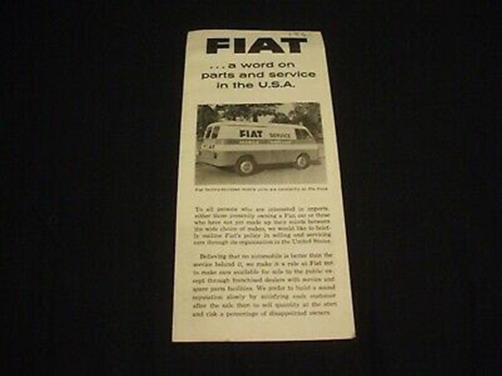 1965(?) FIAT PARTS & SERVICE  Brochure