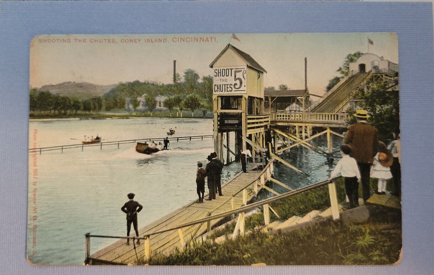 Shooting The Chutes Coney Island Cincinnati Postcard Posted 1909 Divided Back