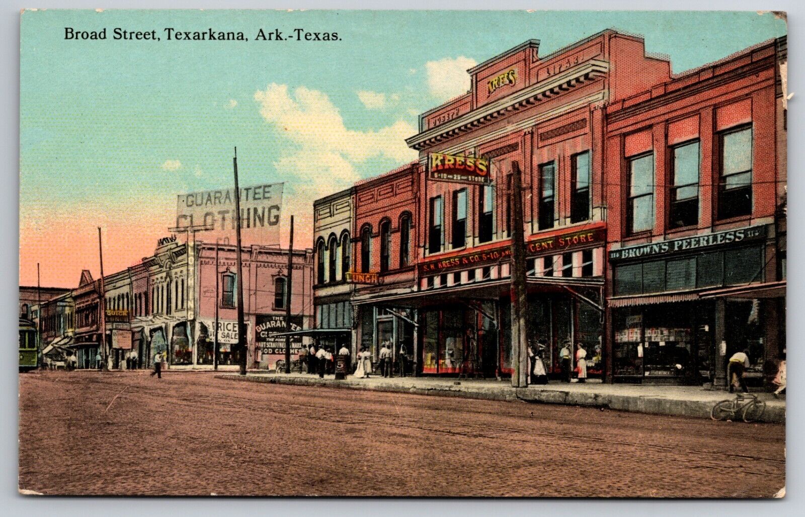 Broad Street Texarkana Texas Arkansas Store Signs c1910 Postcard