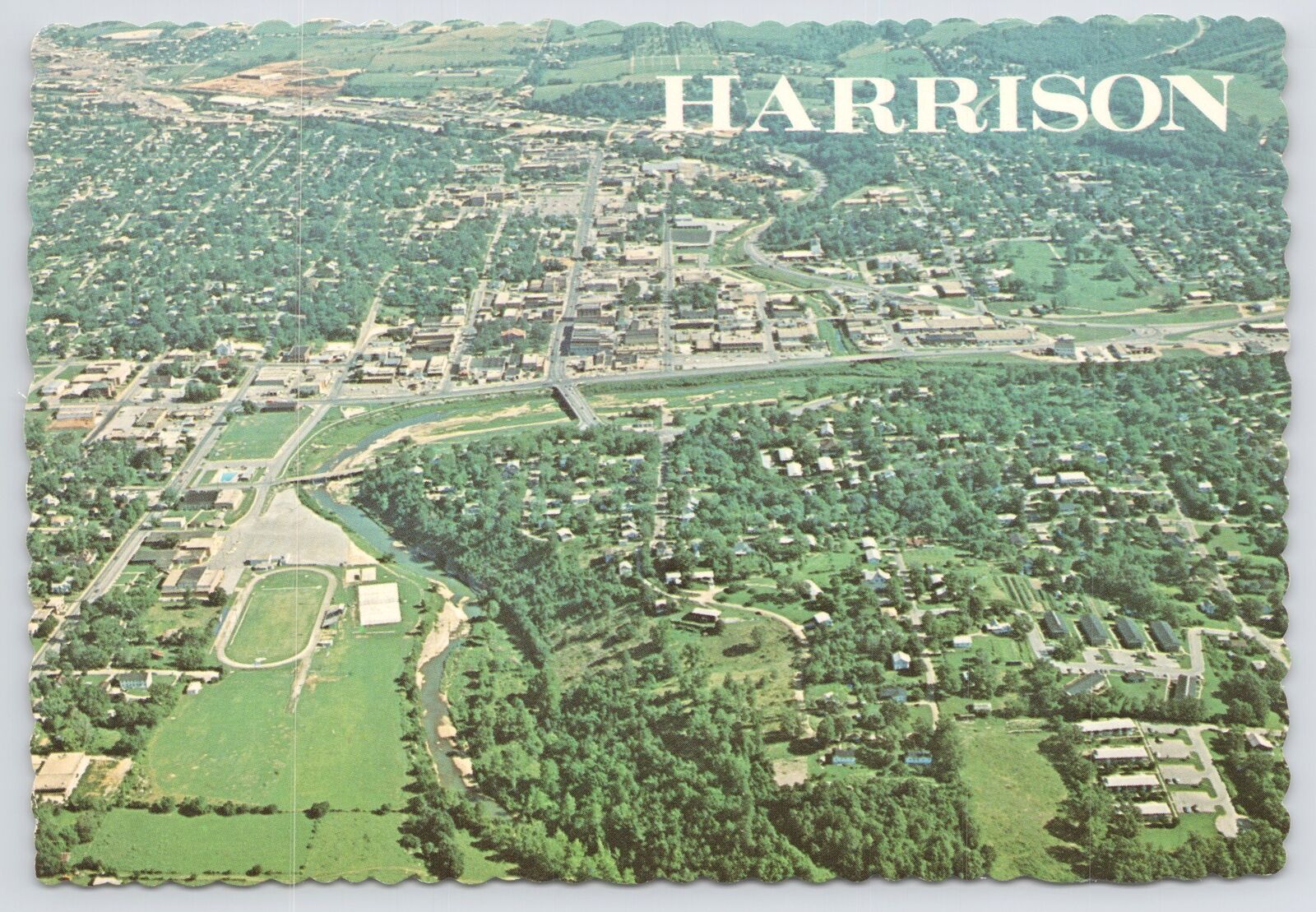 Aerial View Of Harrison Arkansas In The Ozarks~Dexter Press~Continental Postcard
