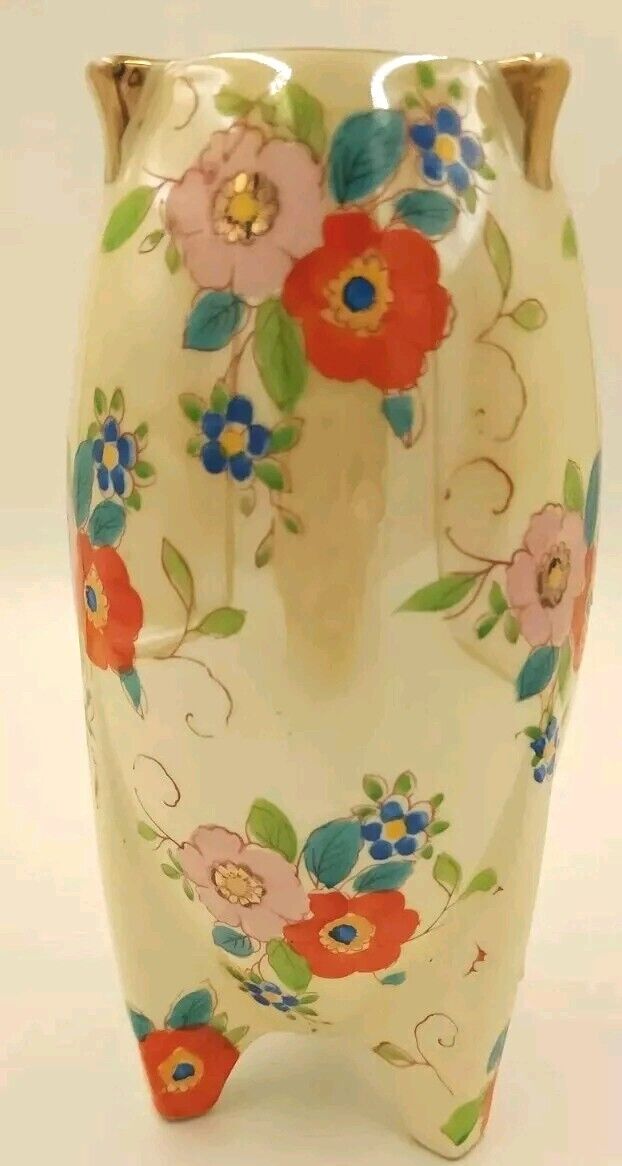 Gold Castle Japanese Art Deco Lusterware Vase Floral Gold Accent 1930s-40s VTG 