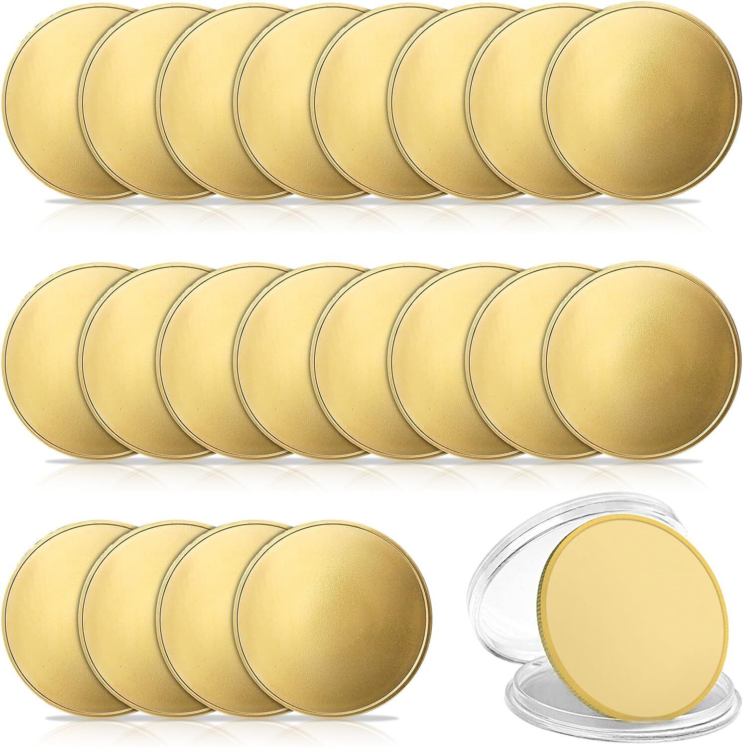 20pcs Gold Plated Blank Challenge Coin Laser Engravable Pattern for DIY Crafts