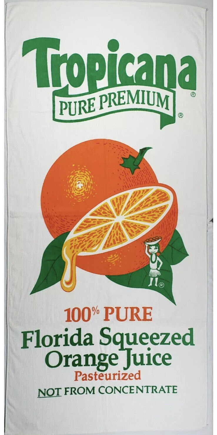 Vintage Tropicana Orange Juice Beach Towel Brand New In Package - 28 x 58 Inches