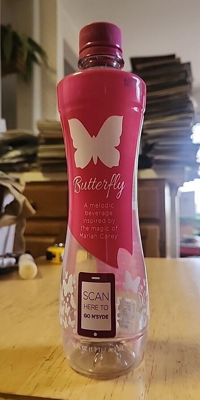 Rare Empty Plastic Bottle Butterfly Melodic Beverage Drink Inspired Mariah Carey