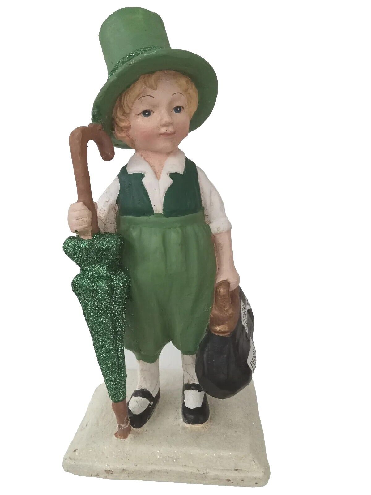 Rare ESC Trading St. Patrick\'s Day Irish Boy w Suitcase Figurine 8\