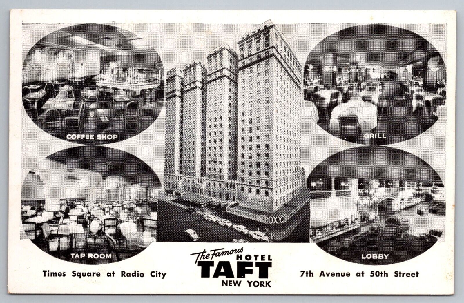 The Famous Taft Hotel in New York City postcard 4 views of the interior Unused