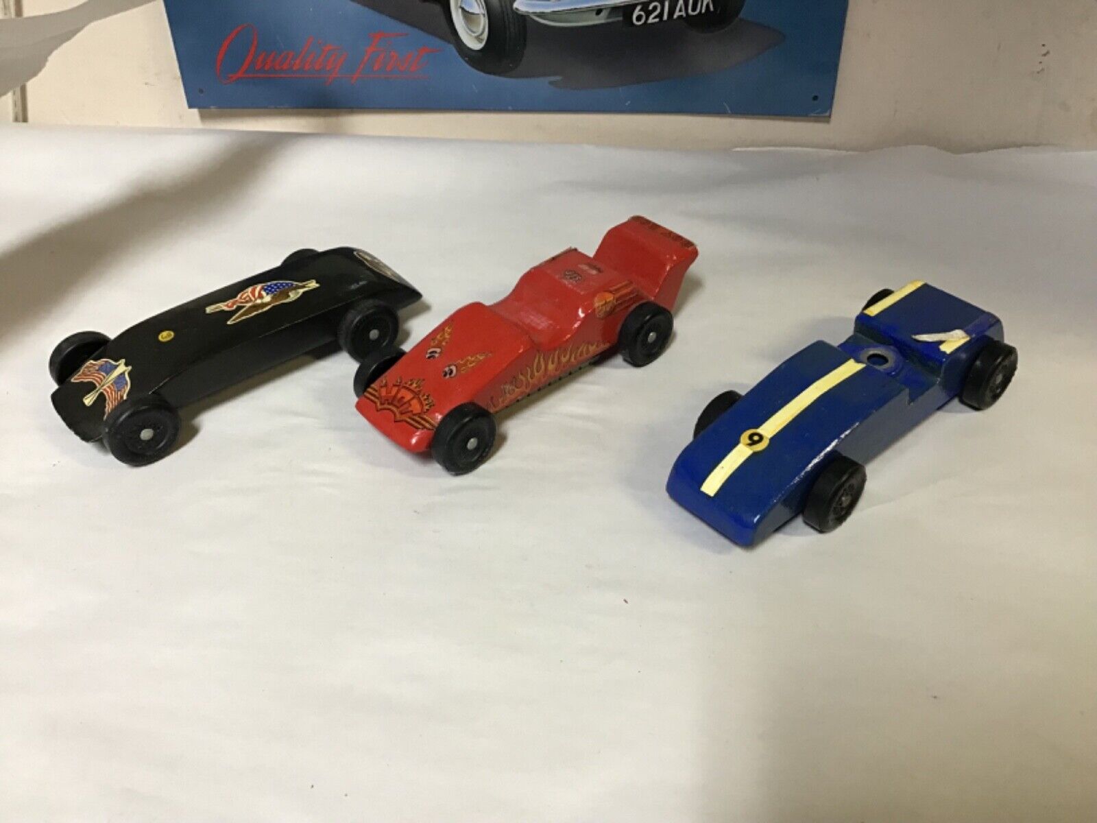 Lot Of 3 Cub Boy Scout Of America Pinewood Derby Cars BSA