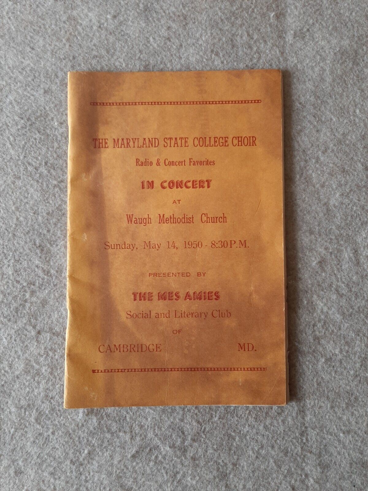 1950 Maryland State College Choir Concert Waugh Methodist Church Cambridge MD