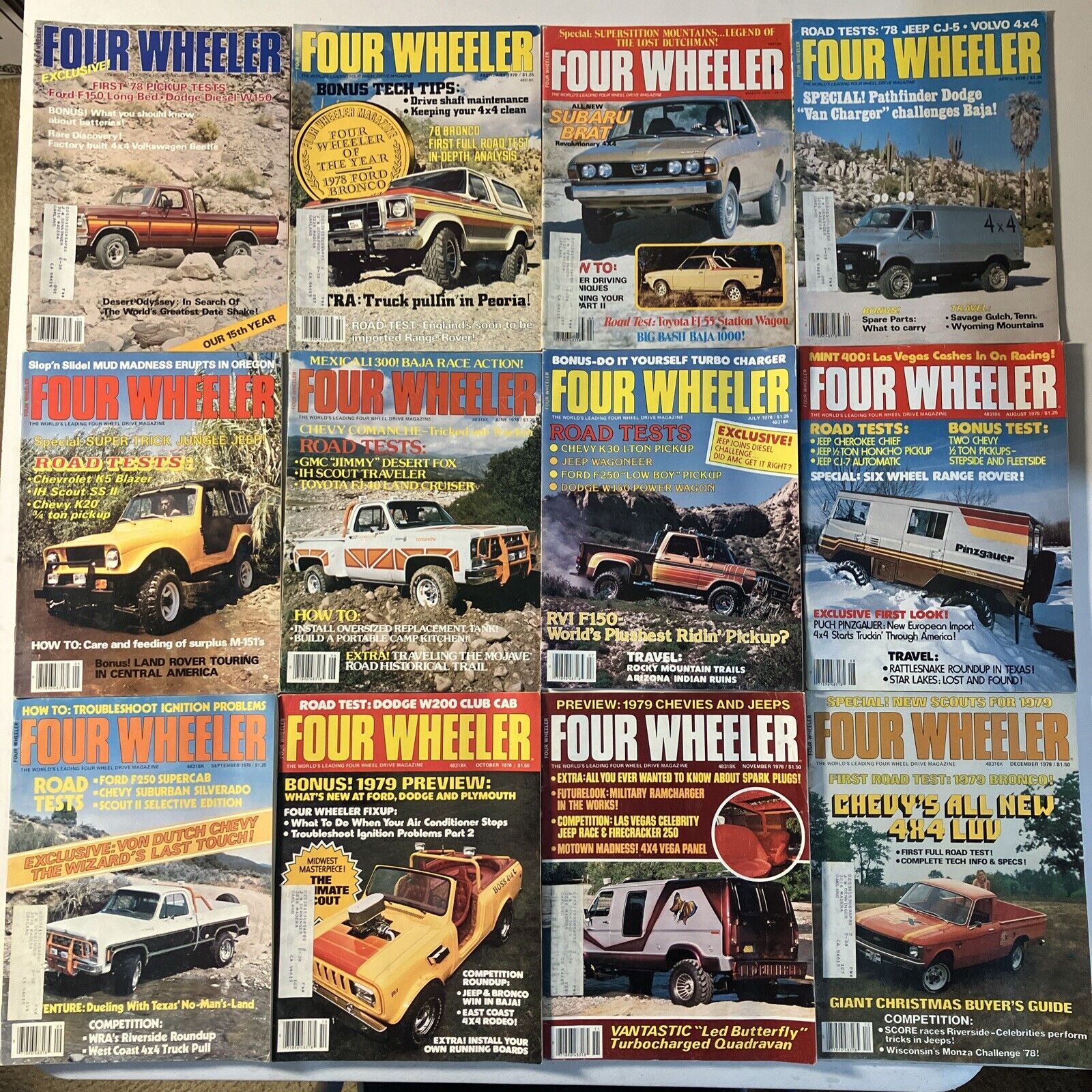 1978 Four Wheeler Magazine Lot Of 12 Complete Year Jan-Dec Jeep Ford Blazer