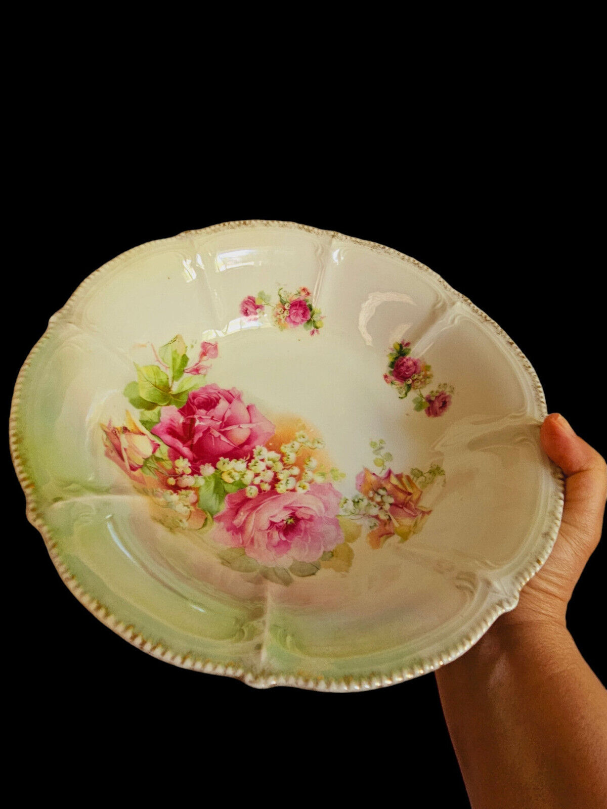 Antique Hand Painted Bowl Made In Germany, Floral Pattern Porcelain Bowl
