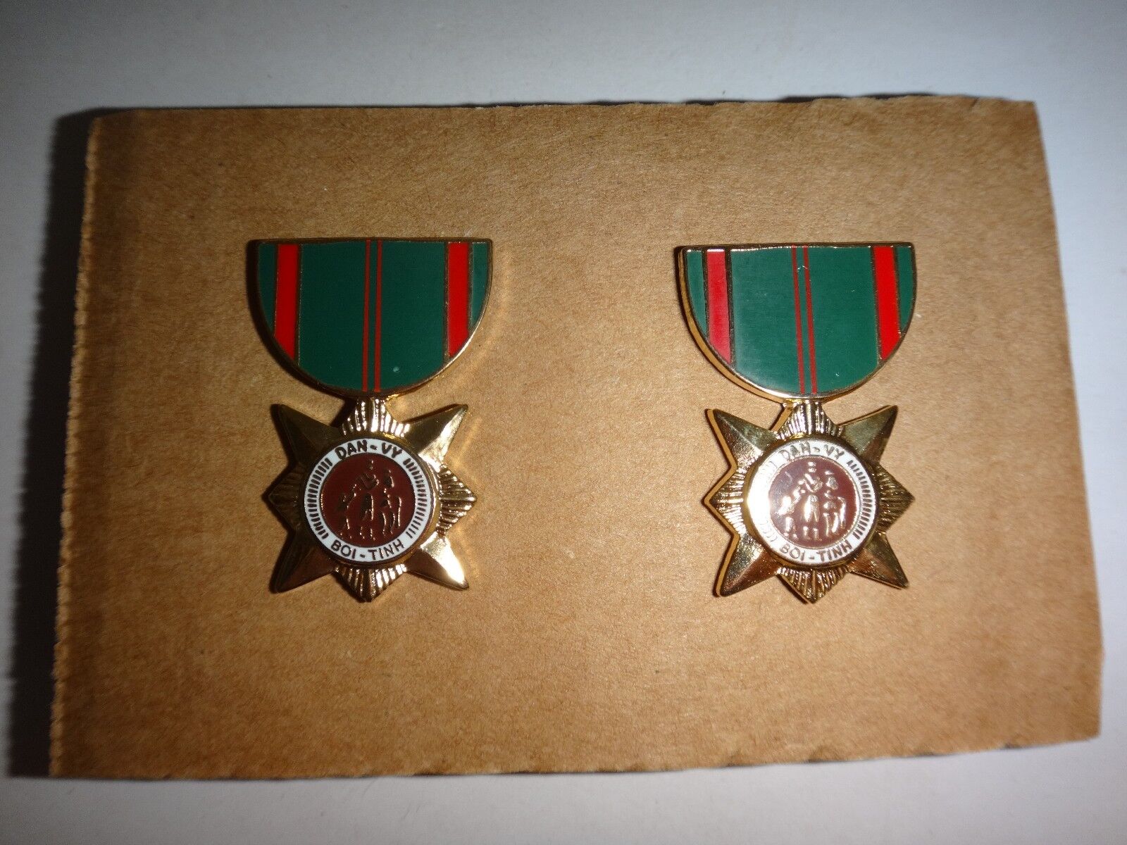 Pair Of Vietnam War ARVN DAN VY BOI TINH Civilian Service Mini Medals