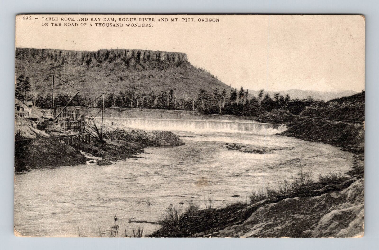 Mt Pitt OR-Oregon, Table Rock, Ray Dam, Rogue River, c1910 Vintage Postcard