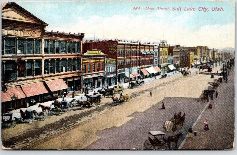 SALT LAKE CITY, UTAH 1909 POSTCARD Main Street, Zion\'s Co-operative Mercantile