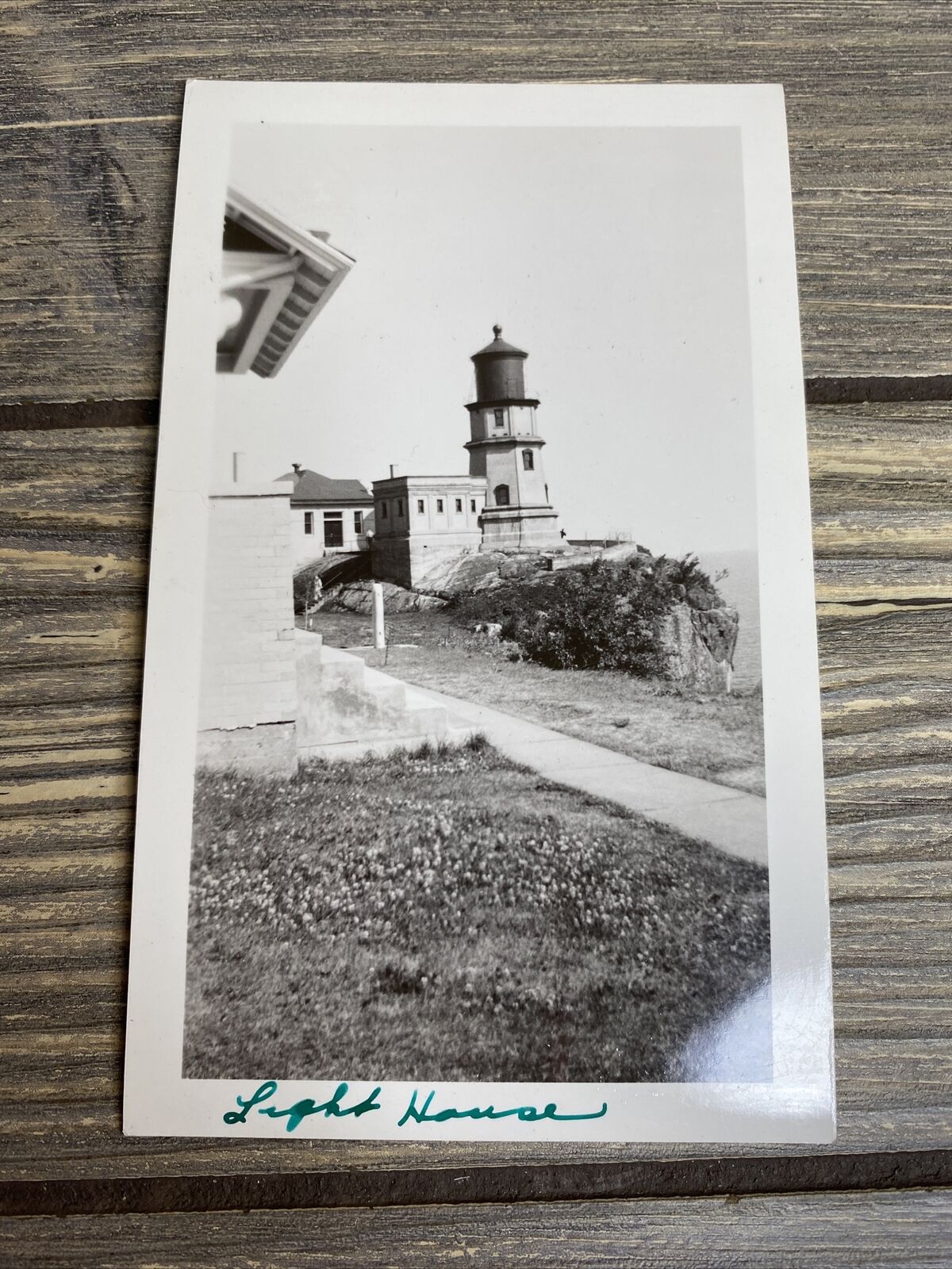 Vintage Black And White Photo Seaside Lighthouse 