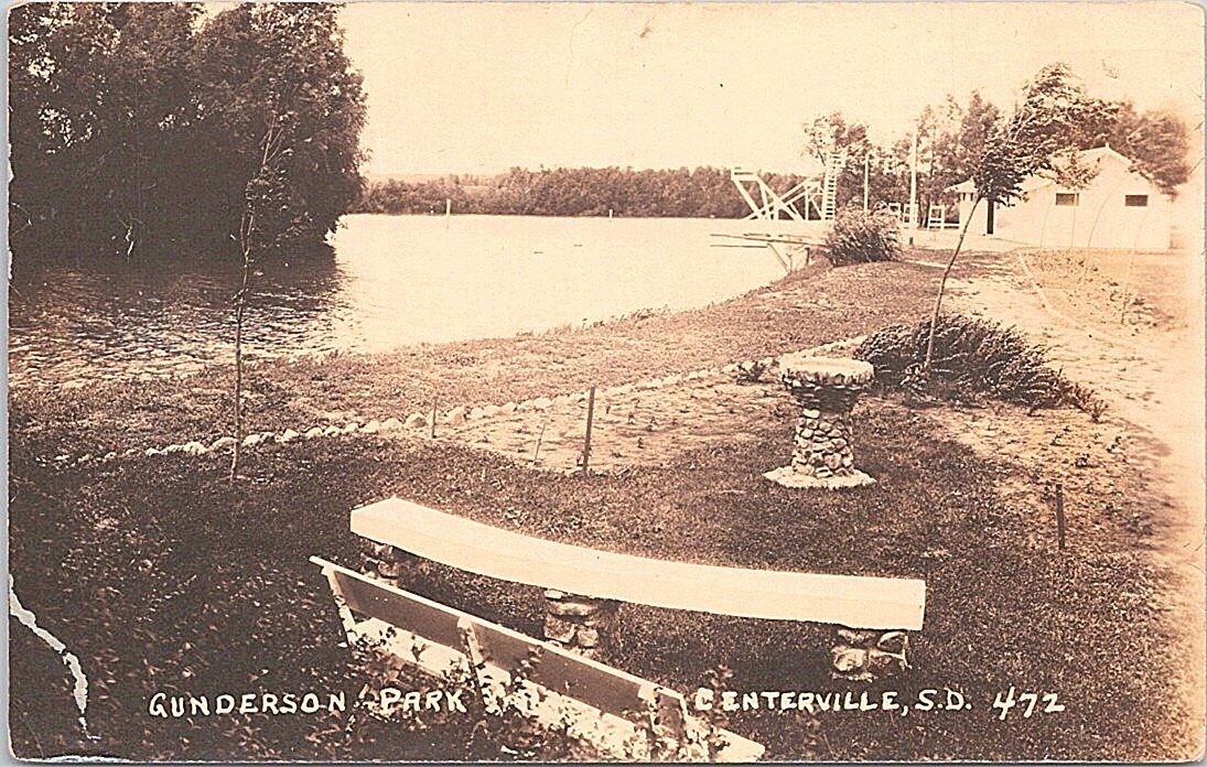 RPPC Centerville South Dakota Shoreline Scene at Gunderson Park 1920s