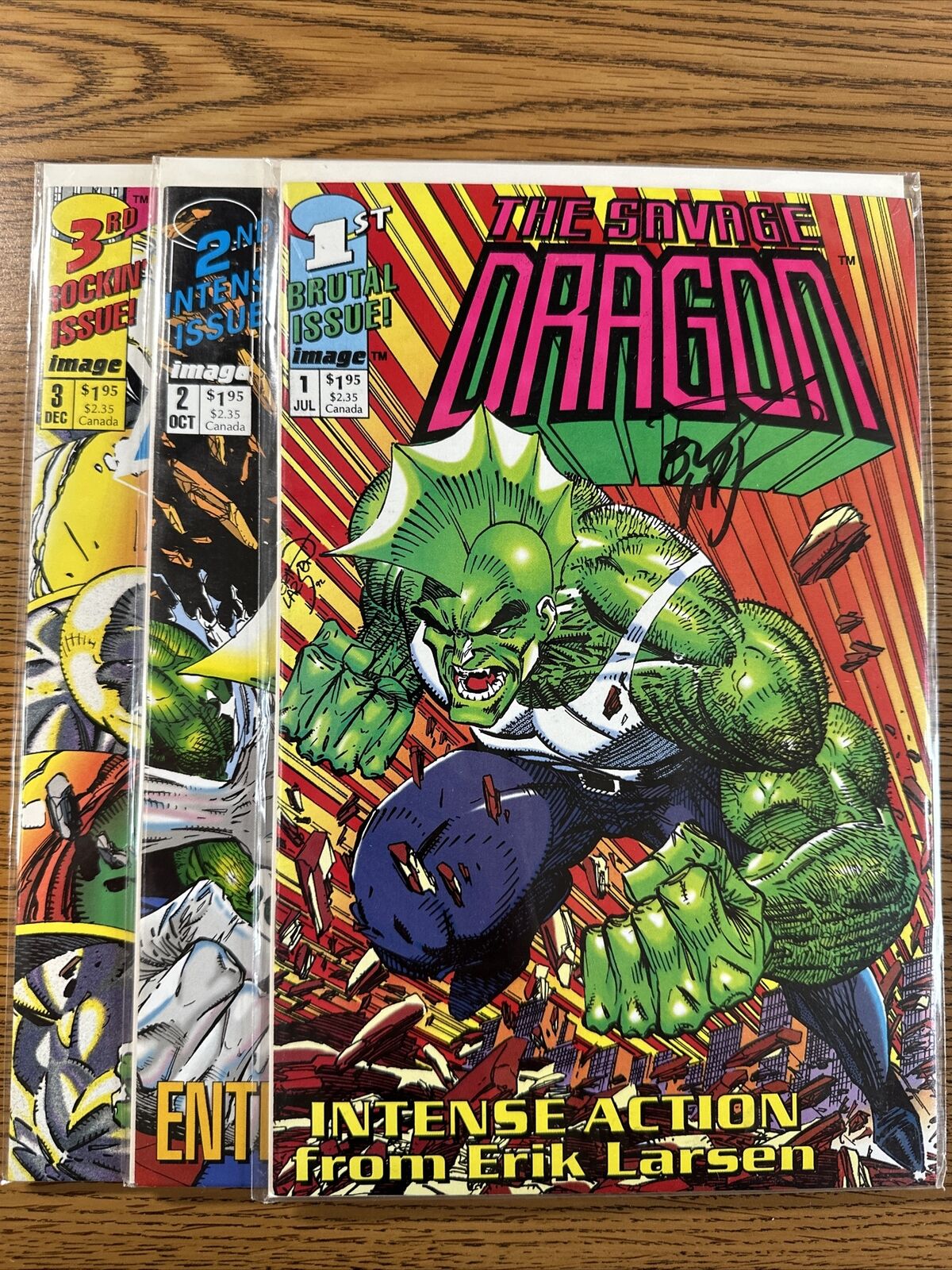 The Savage Dragon #1 2 3 Lot Run Image 1st Print #1 Signed By Larson VF/NM